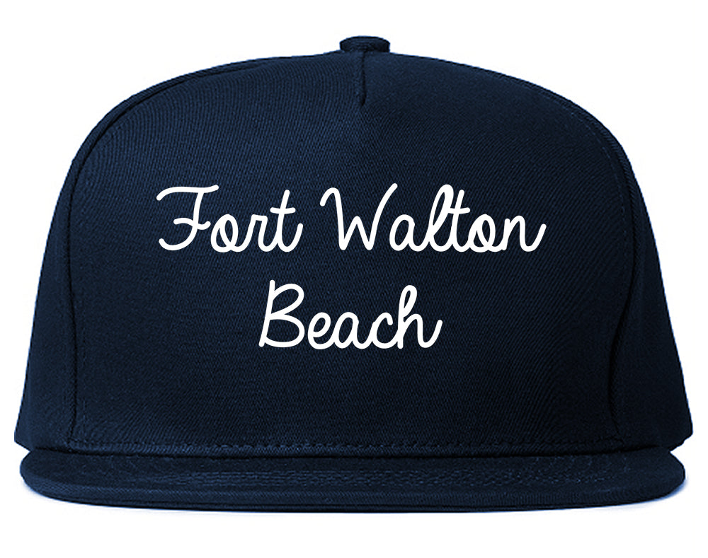 Fort Walton Beach Florida FL Script Mens Snapback Hat Navy Blue