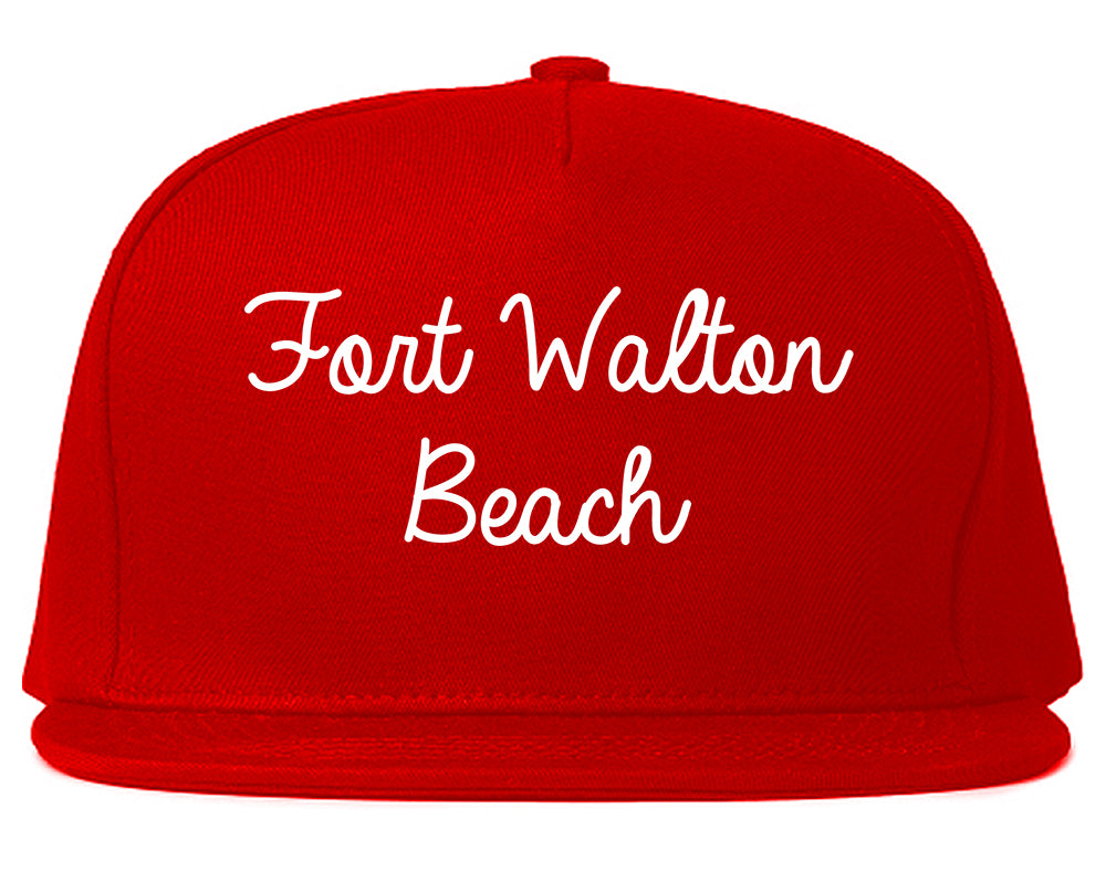 Fort Walton Beach Florida FL Script Mens Snapback Hat Red