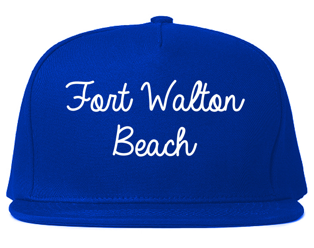 Fort Walton Beach Florida FL Script Mens Snapback Hat Royal Blue