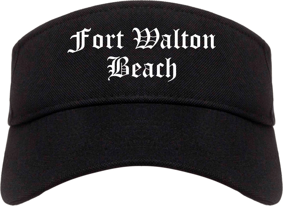Fort Walton Beach Florida FL Old English Mens Visor Cap Hat Black