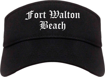 Fort Walton Beach Florida FL Old English Mens Visor Cap Hat Black
