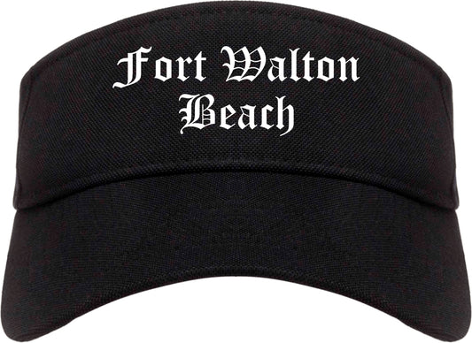 Fort Walton Beach Florida FL Old English Mens Visor Cap Hat Black