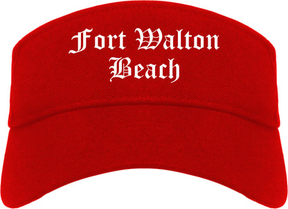 Fort Walton Beach Florida FL Old English Mens Visor Cap Hat Red