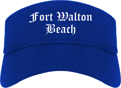 Fort Walton Beach Florida FL Old English Mens Visor Cap Hat Royal Blue