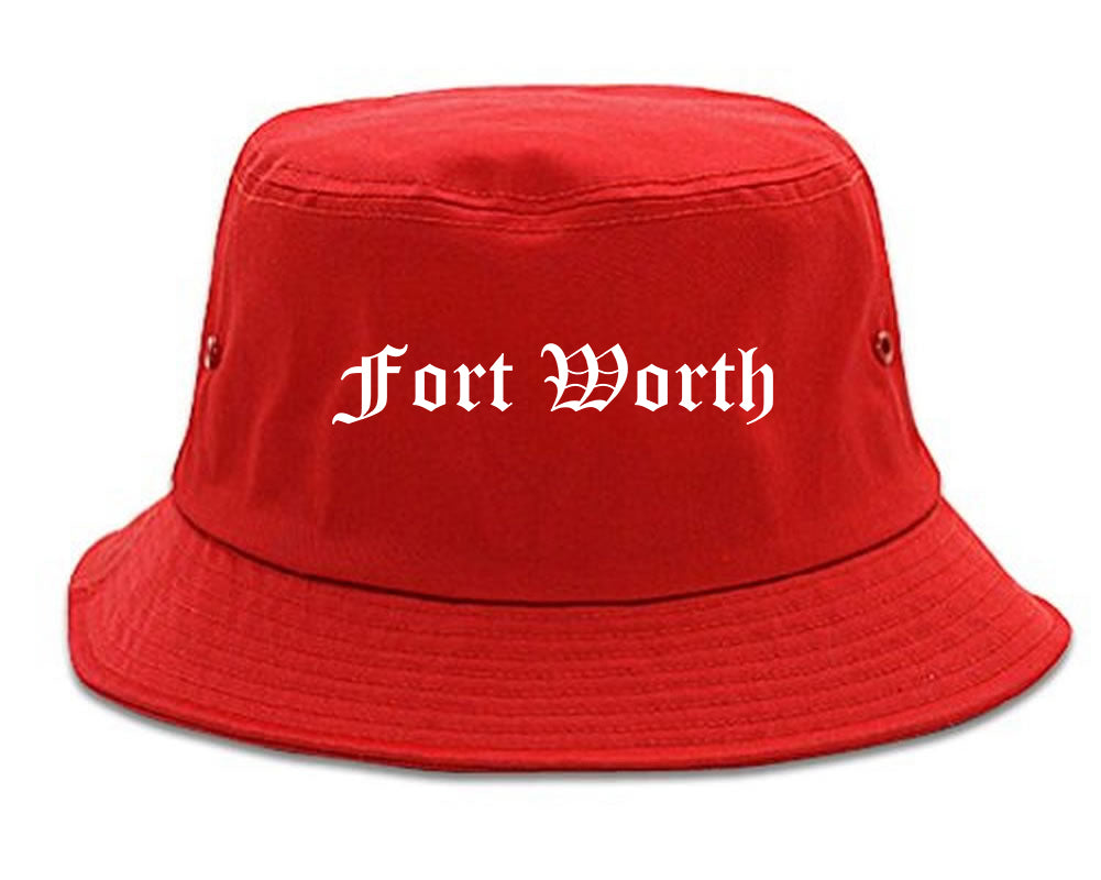 Fort Worth Texas TX Old English Mens Bucket Hat Red
