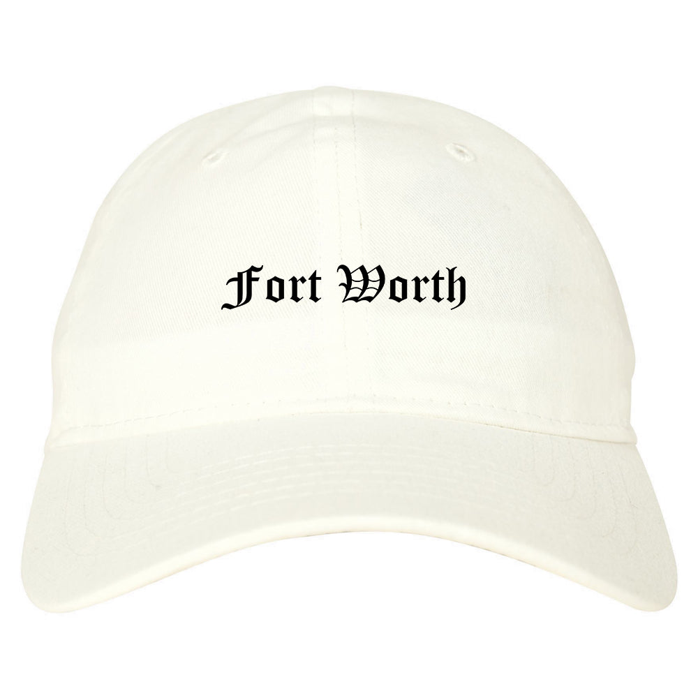Fort Worth Texas TX Old English Mens Dad Hat Baseball Cap White