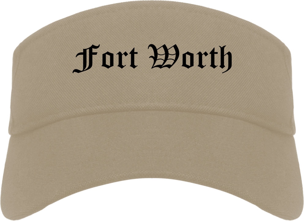 Fort Worth Texas TX Old English Mens Visor Cap Hat Khaki