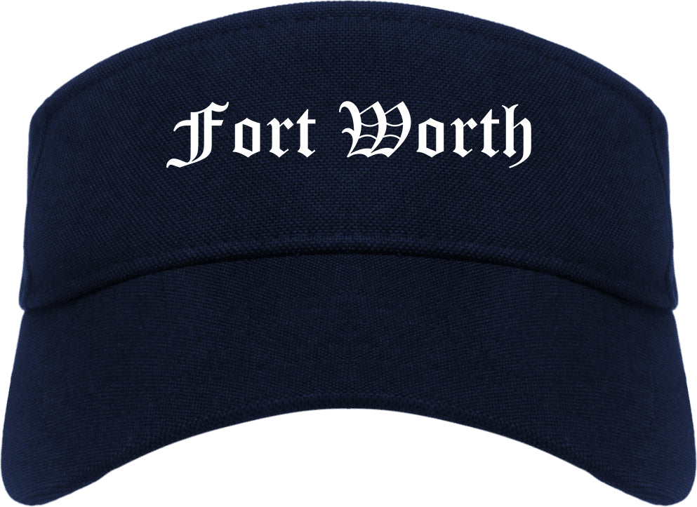Fort Worth Texas TX Old English Mens Visor Cap Hat Navy Blue