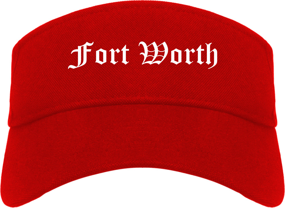 Fort Worth Texas TX Old English Mens Visor Cap Hat Red