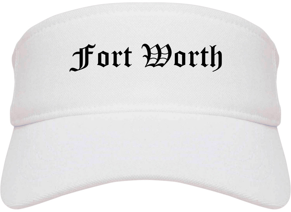 Fort Worth Texas TX Old English Mens Visor Cap Hat White