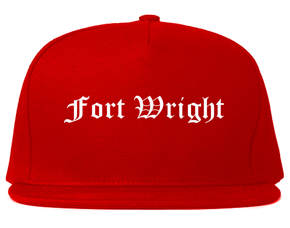 Fort Wright Kentucky KY Old English Mens Snapback Hat Red