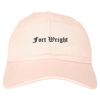 Fort Wright Kentucky KY Old English Mens Dad Hat Baseball Cap Pink