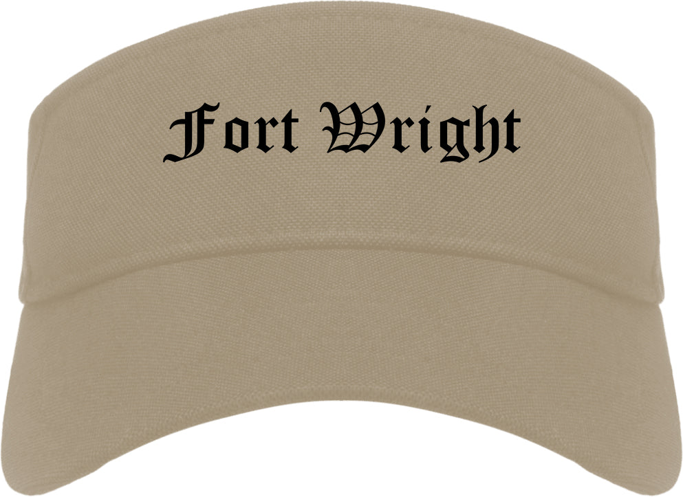 Fort Wright Kentucky KY Old English Mens Visor Cap Hat Khaki