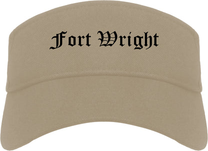 Fort Wright Kentucky KY Old English Mens Visor Cap Hat Khaki