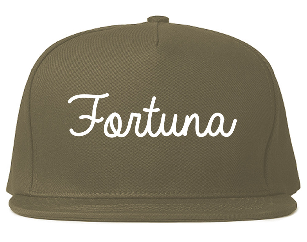 Fortuna California CA Script Mens Snapback Hat Grey