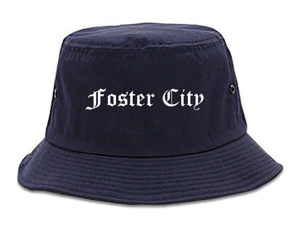 Foster City California CA Old English Mens Bucket Hat Navy Blue