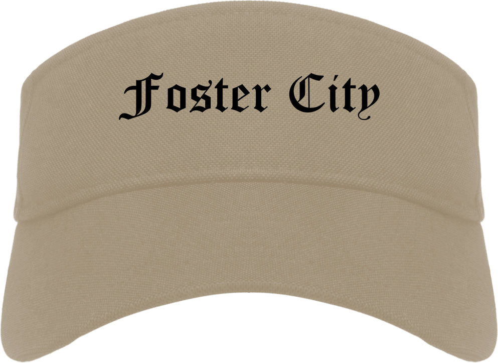 Foster City California CA Old English Mens Visor Cap Hat Khaki