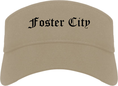 Foster City California CA Old English Mens Visor Cap Hat Khaki