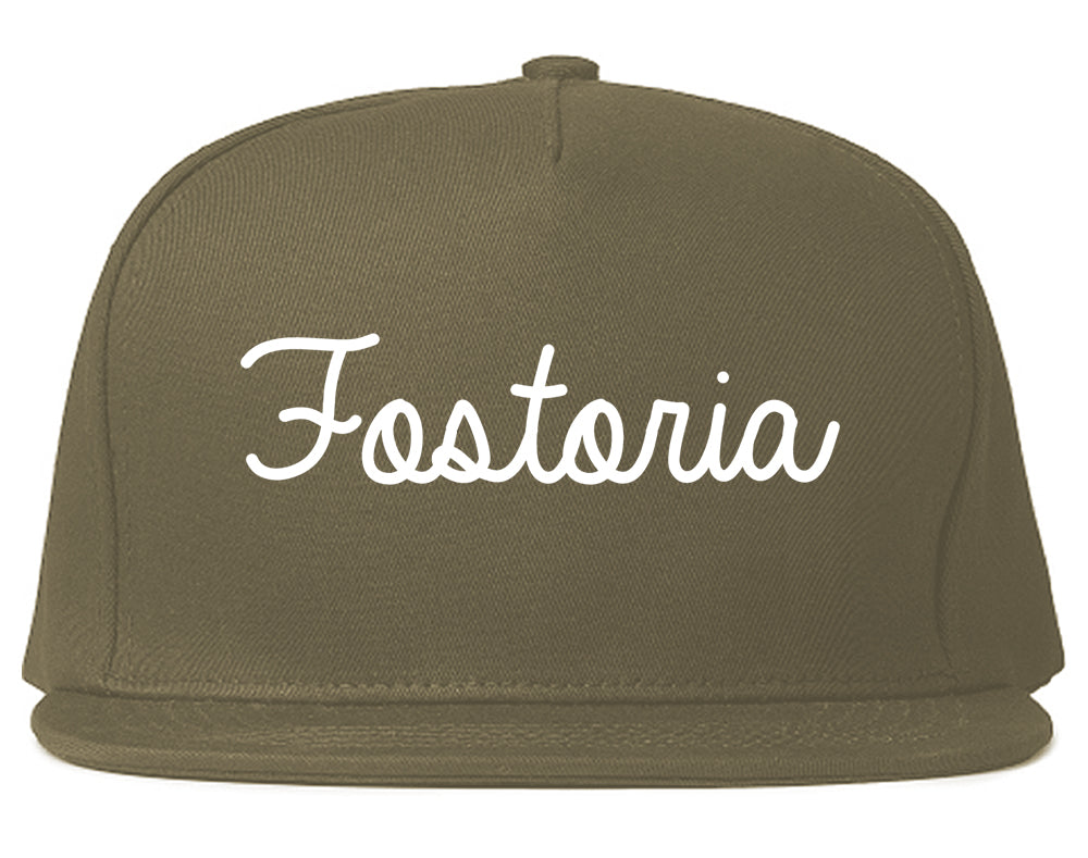 Fostoria Ohio OH Script Mens Snapback Hat Grey