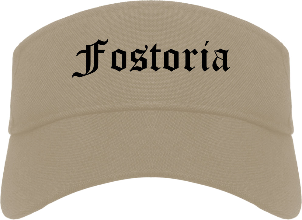 Fostoria Ohio OH Old English Mens Visor Cap Hat Khaki