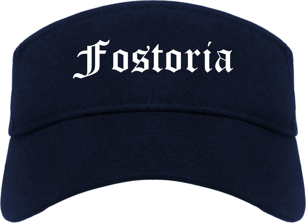 Fostoria Ohio OH Old English Mens Visor Cap Hat Navy Blue