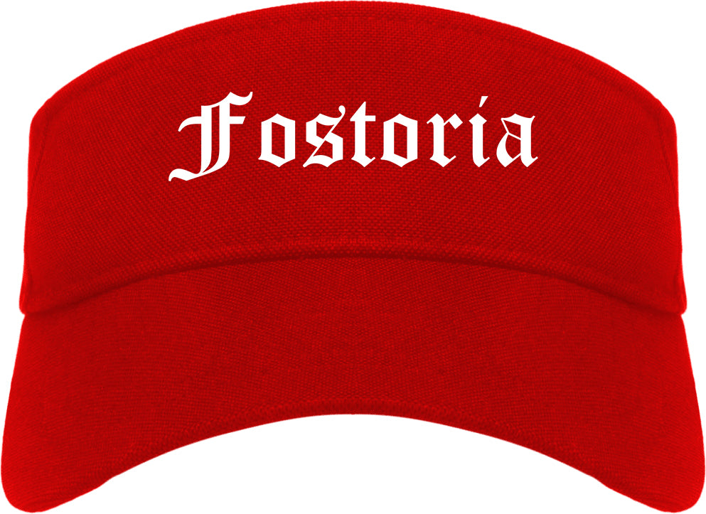 Fostoria Ohio OH Old English Mens Visor Cap Hat Red
