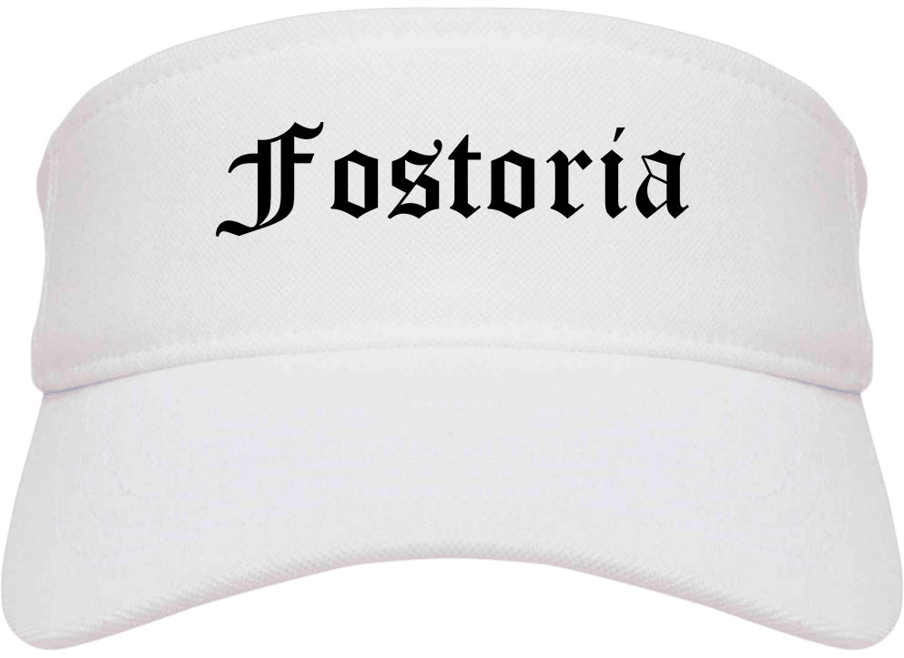 Fostoria Ohio OH Old English Mens Visor Cap Hat White