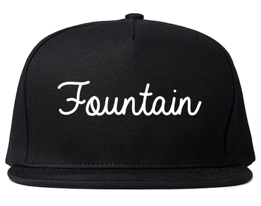 Fountain Colorado CO Script Mens Snapback Hat Black