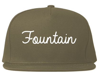 Fountain Colorado CO Script Mens Snapback Hat Grey