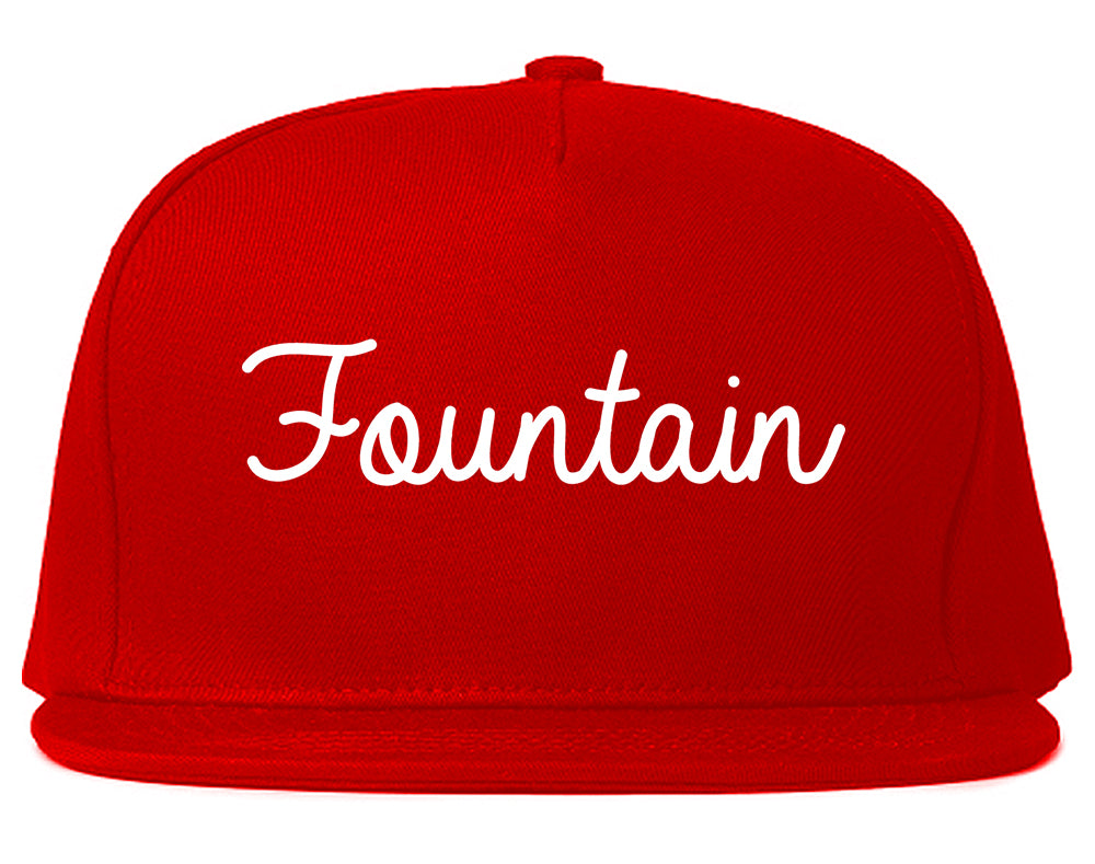 Fountain Colorado CO Script Mens Snapback Hat Red