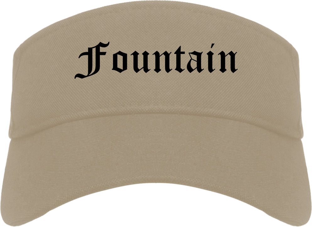 Fountain Colorado CO Old English Mens Visor Cap Hat Khaki