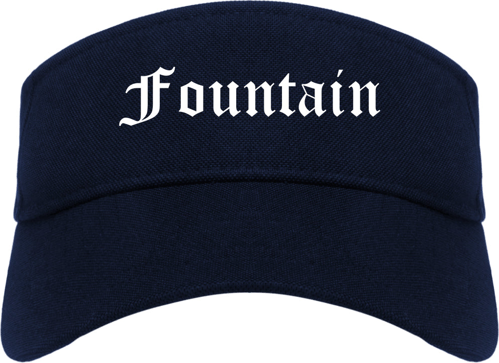 Fountain Colorado CO Old English Mens Visor Cap Hat Navy Blue