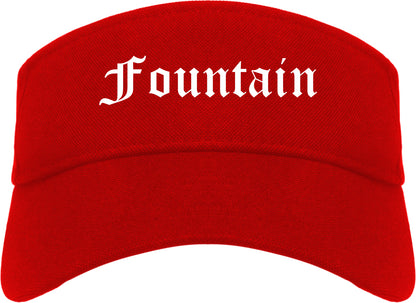 Fountain Colorado CO Old English Mens Visor Cap Hat Red