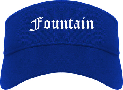 Fountain Colorado CO Old English Mens Visor Cap Hat Royal Blue