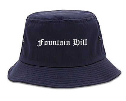 Fountain Hill Pennsylvania PA Old English Mens Bucket Hat Navy Blue