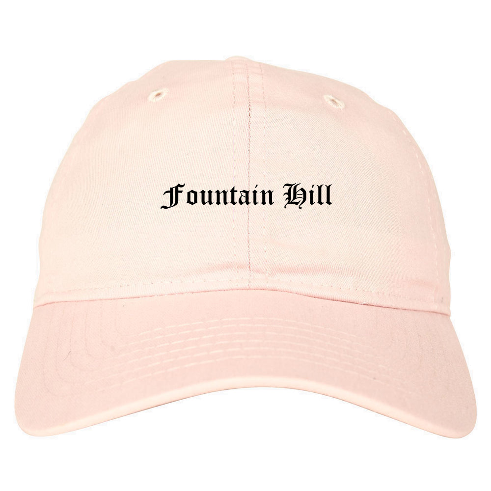 Fountain Hill Pennsylvania PA Old English Mens Dad Hat Baseball Cap Pink