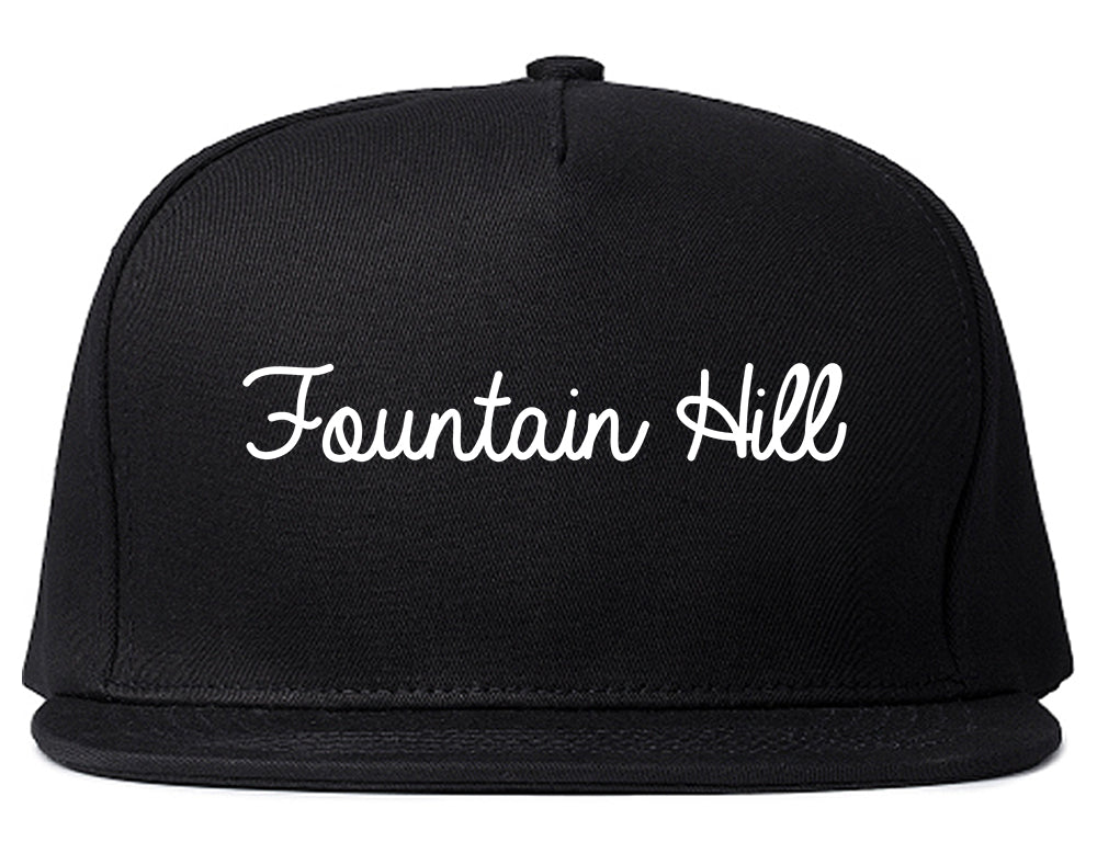 Fountain Hill Pennsylvania PA Script Mens Snapback Hat Black