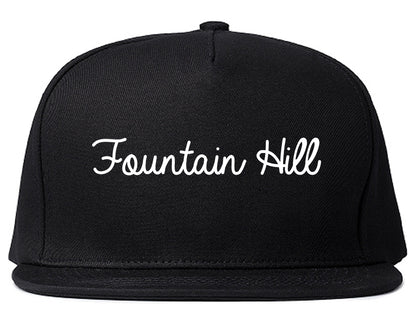 Fountain Hill Pennsylvania PA Script Mens Snapback Hat Black