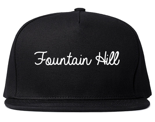 Fountain Hill Pennsylvania PA Script Mens Snapback Hat Black