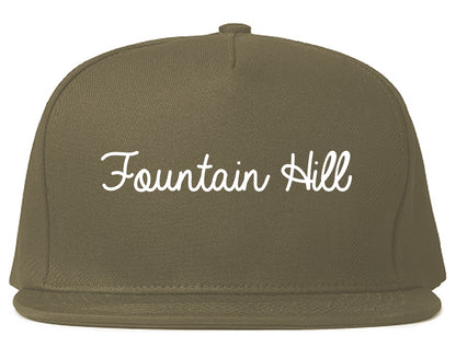 Fountain Hill Pennsylvania PA Script Mens Snapback Hat Grey