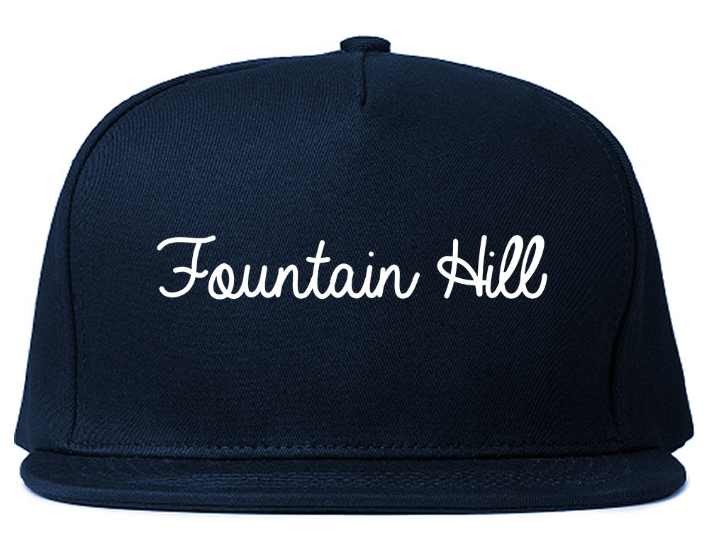 Fountain Hill Pennsylvania PA Script Mens Snapback Hat Navy Blue