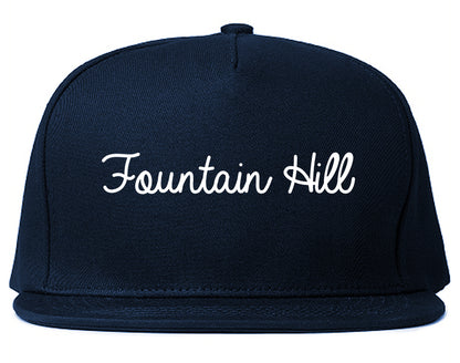 Fountain Hill Pennsylvania PA Script Mens Snapback Hat Navy Blue