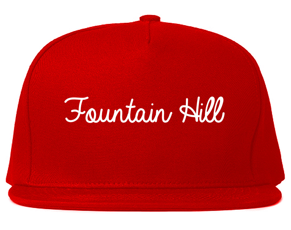 Fountain Hill Pennsylvania PA Script Mens Snapback Hat Red