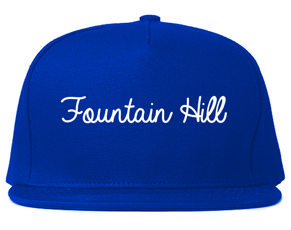 Fountain Hill Pennsylvania PA Script Mens Snapback Hat Royal Blue