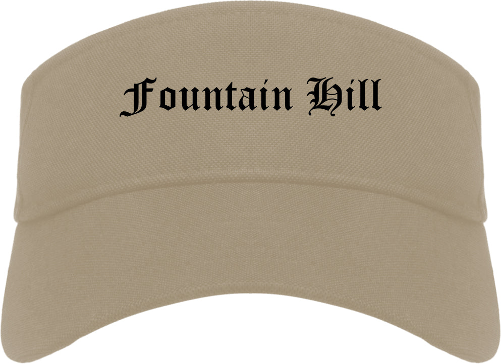 Fountain Hill Pennsylvania PA Old English Mens Visor Cap Hat Khaki