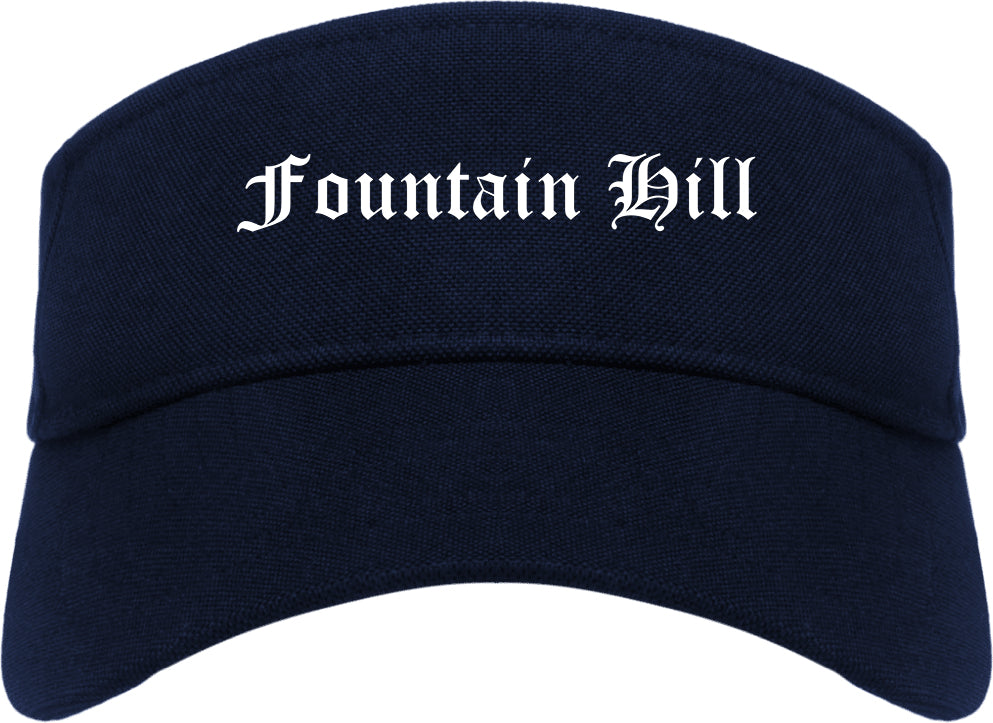 Fountain Hill Pennsylvania PA Old English Mens Visor Cap Hat Navy Blue