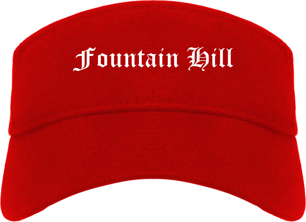Fountain Hill Pennsylvania PA Old English Mens Visor Cap Hat Red