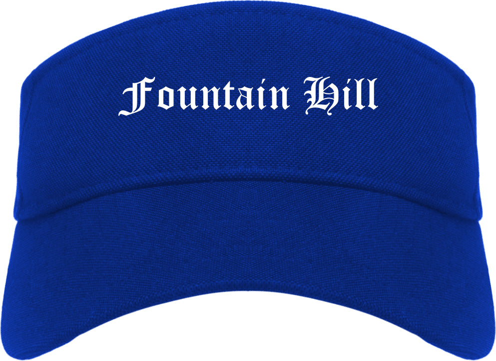 Fountain Hill Pennsylvania PA Old English Mens Visor Cap Hat Royal Blue