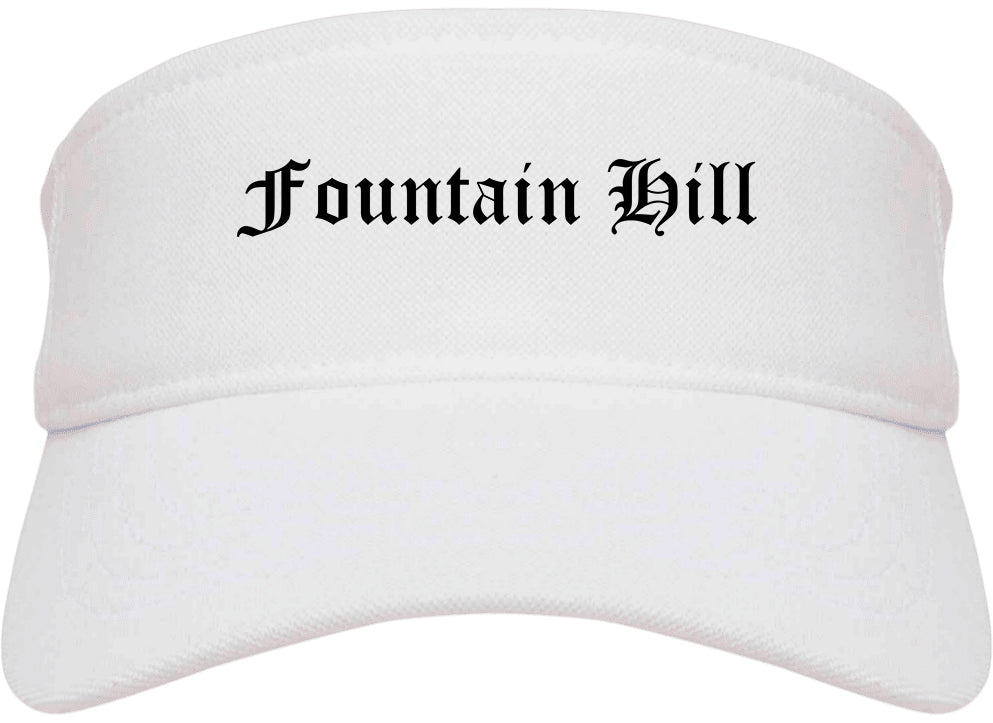 Fountain Hill Pennsylvania PA Old English Mens Visor Cap Hat White