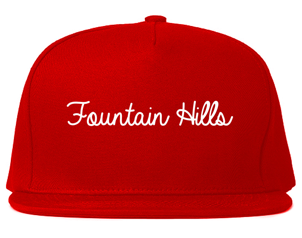 Fountain Hills Arizona AZ Script Mens Snapback Hat Red